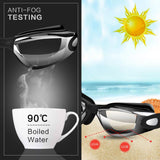 Black Swim Goggles Set with Cap, Nose Clip, Earplugs & Case Anti-Fog UV Protection for Men & Women V1107-BLACK SWIM GOGGLES SET