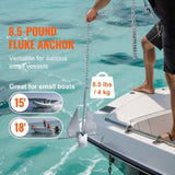 Fluke Anchor 8.5 LBS Galvanized Steel Boat Anchor Chain Rop Two Shackles V952-FLKMYJTDXG85OW4WUV0