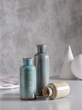 Ceramic Vases Set of 3 Crackled Finish Blue Farmhouse for Home Dcor V178-23061