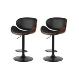 Artiss Bar Stools Kitchen Leather Barstools Swivel Gas Lift Chairs Black x2 BA-TW-8076-BKX2