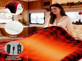 12V Car Electric Blanket for Cozy Winter Travel Soft Fleece Heating Throw for Cars, Trucks, RVs, V1341-ZY-NPJBVML3-RED