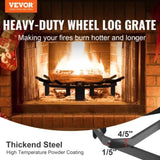 Log Grate, 27 inch Heavy Duty Wheel Fire Grate with 6 Support Legs, Solid Powder-coated Steel Bars, V952-LXYMP6X20MM27JRUUV0