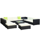 Gardeon 13-Piece Outdoor Sofa Set Wicker Couch Lounge Setting Cover FF-SOFA-BK-13PC-ABDEE