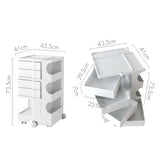 Artiss Storage Trolley Cart Bedside Table 5 Tier White AI-PP-TROLLEY-L-WH