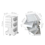 Artiss Storage Trolley Cart Bedside Table 5 Tier White AI-PP-TROLLEY-L-WH