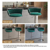 SERENIT Silver Swivel Upholstered Velvet Adjustable Height Counter Stool with Metal Frame Emerald V255-GP2311R-GREEN