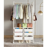 Metal Open Wardrobe Modern Storage Cabinet Tall Clothes Drawers Hanger Coat Rack V63-838301