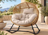 Gardeon Outdoor Egg Rocking Chair Rattan Lounger with Thick Cushion Patio Furniture Natural ODF-ROCK-PAPASAN-NTL-ABC
