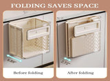 Folding Hanging Trash, Kitchen Cabinet/Car/Bedroom/Bathroom Folding Hanging Small Plastic Trash V1366-AZ2-W-02361