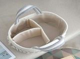 Handmade Woven Cotton Rope Storage Basket, Divided Compartments & Portable Handle, Large Capacity V1232-CWL-BZ-002