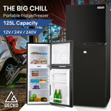 GECKO 125L Portable Fridge Freezer Camping Motorhome Caravan Upright Fridges 12V/24V/240V, Black V219-CAPFFRGEKA13B