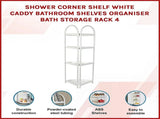 Shower Corner Shelf White Caddy Bathroom Shelves Organiser Bath Storage Rack 4 V63-827131