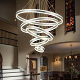 BAMDECOR A18813/5 Modern LED ChandelierRings Round Ceiling Lighting Fixture 3 Color Temperatures V255-BAM-188135-SILVER