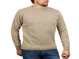 100% SHETLAND RAGG WOOL CREW Round Neck Knit JUMPER Pullover Mens Sweater Knitted - Beige - 4XL V563-SW-CN-OAT03-4XL