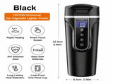 500ML Black Large Stainless Steel Car Electric Heated Travel Mug - 12V & 24V Vehicle Smart Insluted V888-ELOSUNG55111-1