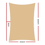 Instahut Shade Sail 2x4m Rectangle 280GSM 98% Sand Shade Cloth SAIL-DL-H-2X4-C-SA