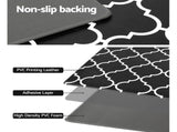 Non-Slip PVC Kitchen Floor Runner 50 x 160 cm, Waterproof Rug, Black Moroccan Trellis V1188-MS-617-066