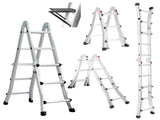 Bullet 2.9m Folding Aluminium Multipurpose Ladder, w/ Workshelf Platform, Spring Assisted Rapid V219-TOLLDABU29AA