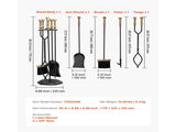Fireplace Tool Set, 5 PCS Tool Set and Holder with Five-Prong Stand, Tongs, Ash Shovel, Brush, V952-BLGJTJ5JTWZGPZ6MX001V0
