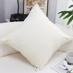 SOGA 50cm Beige Throw Pillow Warm Wabi-sabi Striped Corduroy Square For Home Decor FRENCHCUSHION344