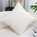 SOGA 50cm Beige Throw Pillow Warm Wabi-sabi Striped Corduroy Square For Home Decor FRENCHCUSHION344