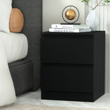 Artiss Bedside Table 2 Drawers - PEPE Black FURNI-E-PURE-BK