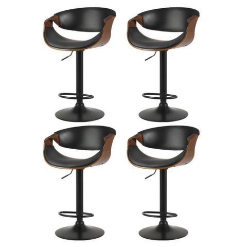 Artiss 4x Bar Stools Gas Lift Leather w/Armrest BA-TW-8078-BKX4