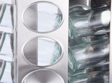 Modern stainless steel square spice revolving rack with 16 empty glass jars V888-ELOSUNG26117