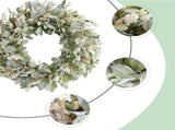 24 Inch Summer Spring Ivory Flowers Wreath for Front Door, Everyday Lamb Ears Leaves Wreath with V1258-DP02-C-2642
