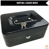 Lockable METAL CASH BOX Deposit Petty Cash Slot Money Safe Portable 2 Keys New V563-TOM-S606L