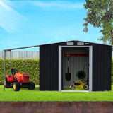 Wallaroo 6x8ft Zinc Steel Garden Shed with Open Storage - Black GSS-BSW-68O-BK