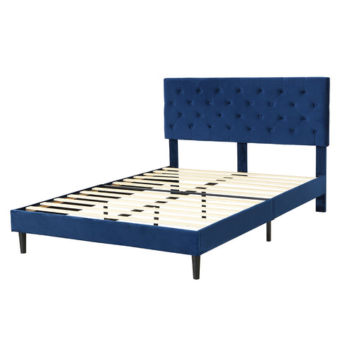 Levede Bed Frame Double Size Mattress Blue BF1045-D-BL