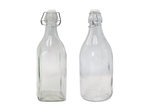 bulk 12 Clear Glass Bottle w Clip Lid 1Lt 2 Asst 32cm V637-KIT38744