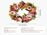 Artificial Decorative Wreath 48.26 cm Pink Peonies Hydrangeas Year Round V952-ZSHHMDHFHL19ICBRDV0