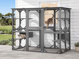 i.Pet Cat House 181cm Outdoor Catio Enclosure Walk-In Large Rabbit Hutch Grey PET-CH-180X180-GR-ABC