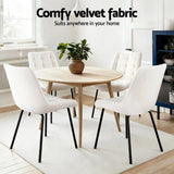 Artiss 4x Dining Chairs Velvet Tufted Kitchen Lounge Cafe Accent Chair Beige DINC-K-799-BGX4