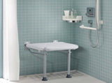 Folding PE Shower Seat, 15.7'' x 14.8'' Unfolded, Wall Mounted Fold Up Shower Bench with 500 lbs V952-SLKPEZCTWKB16SNT7V0
