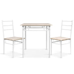 Artiss Dining Table And Chairs Set fo 3 Oak MET-DESK-356-OA