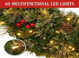 Christabelle 61cm Christmas Wreath Bristle Berry with LED Lights Front Door Decoration Ornament 112_OPBB61