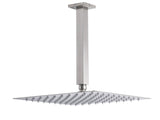 Brushed Nickel Square 12" Rain Shower Head 300mm Brass Ceiling Dropper Arm Set V1233-A502300NKSS112N