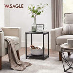 VASAGLE Side Table Set of 2 Charcoal Gray and Black with Storage Shelf V227-9101101041160