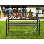 Gardeon Outdoor Garden Bench Seat Steel Outdoor Furniture 3 Seater Park Bronze GB-STEEL-XG201-BZ