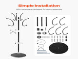 Freestanding Coat Rack, Metal Coats Rack Stand with Umbrella Holder, Stable Marble Base & 14 Hooks, V952-YMJDSJJSSCP01JCLY001V0