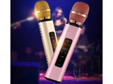 K6 Handheld Wireless Bluetooth-compatible Condenser Microphone Karaoke Speech Mic Speaker Golden V1263-JX-1078