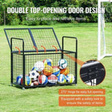 VEVOR Rolling Sports Ball Storage Cart, Lockable Basketball Cage with Double Lids, Sport Equipment V952-QL452425YCTJG7AS3V0
