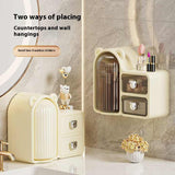 Milky white Rotating Desktop Cosmetic Organizer High-End Dustproof Wall-Mounted Storage Box with V888-ELOSUNG13239