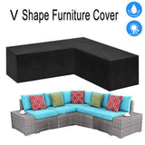 1 Piece V-Shaped Patio Sofa Cover, 210D Oxford Waterproof UV-Resistant Outdoor Furniture Protector, V1189-LC-HW-00237