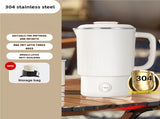White Portable Foldable Travel Electric Kettle - 304 Stainless Steel Electric Water Boiler V888-ELOSUNG13807