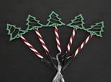 Solar-Powered Christmas Tree Stake Lights with Red-White Spiral Poles, Emitting a Warm White Glow V1341-ZY-WC7YRHVX-TRANSPARENT-2PCS