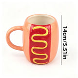 Hot Dog Shaped Ceramic Coffee Mug,Novelty 3D Realistic Food Drinkware with Comfort Grip Handle,Fun V1369-AZ3-W-14909